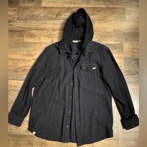Vans Black Hooded Button Up Shirt